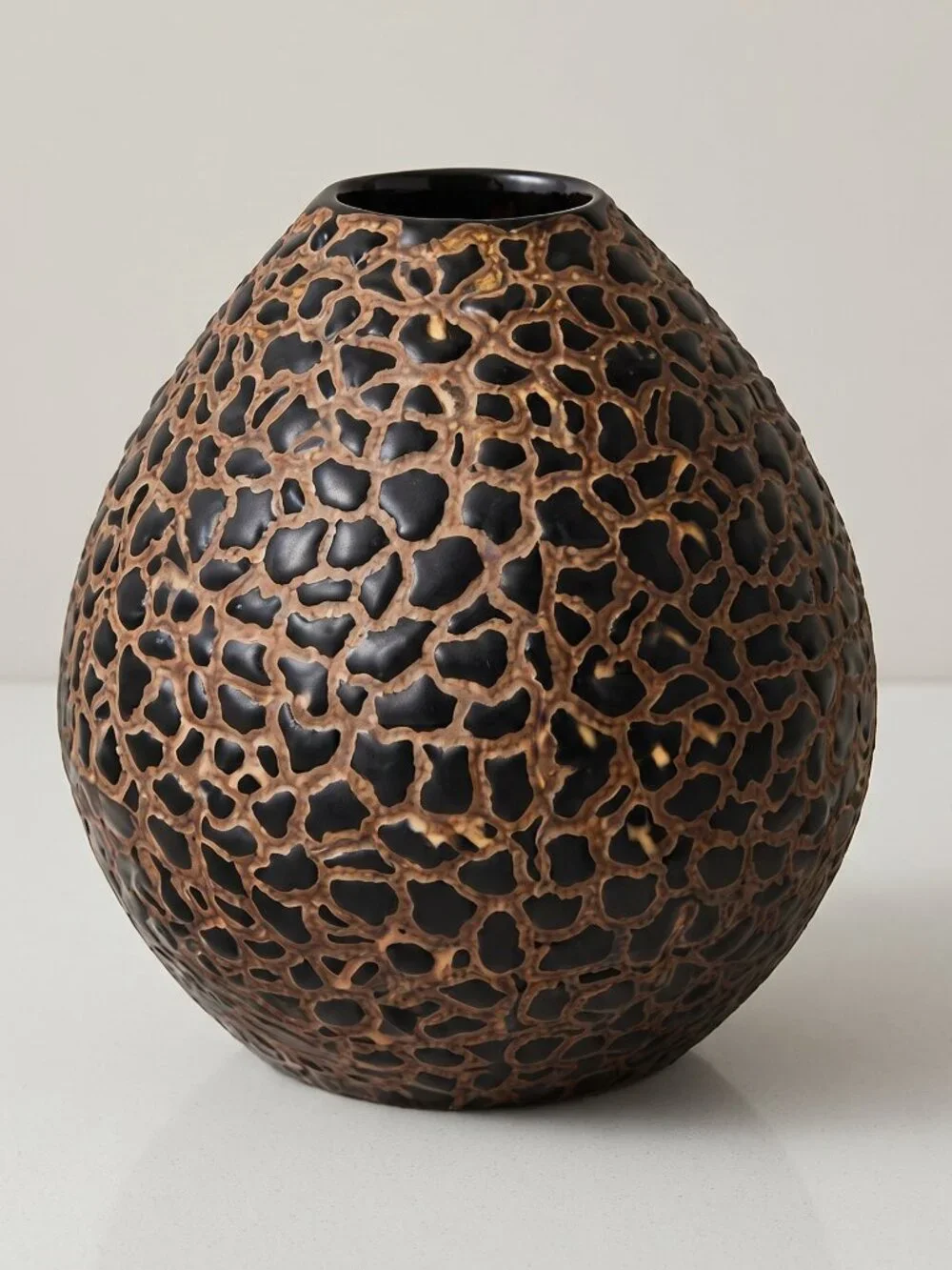 Vintage Keramik 1950s Zsolnay Attributed Mosaic Reptile Glaze Ceramic Vase 4.75”